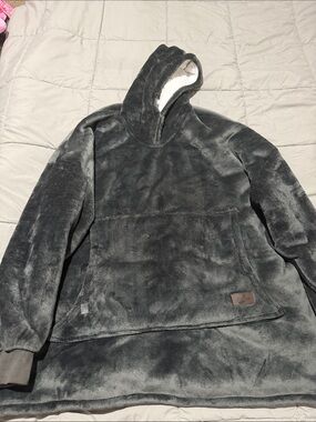 Catalina Charcoal Gray Plush Hooded Sherpa Blanket